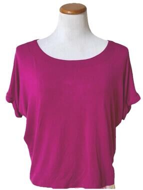 NWT Andrea Jovine Mulberry Lane Knit Top Short Cuffed Sleeve Tee T-Shirt M